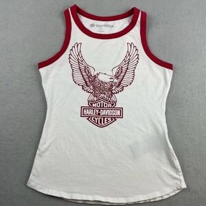 Harley-Davidson Red and White Crew Neck Tee